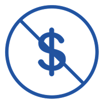 dollar sign with line through it for no  additional cost